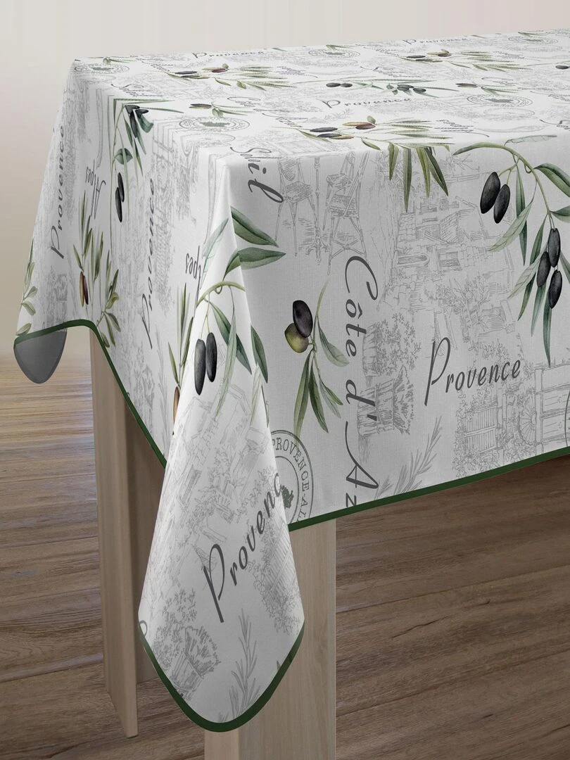 Nappe Anti taches Provence   Carrée 150 x 150 cm   Gris Vert