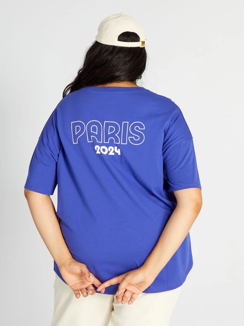Tee shirt col V Paris 2024 Bleu violet