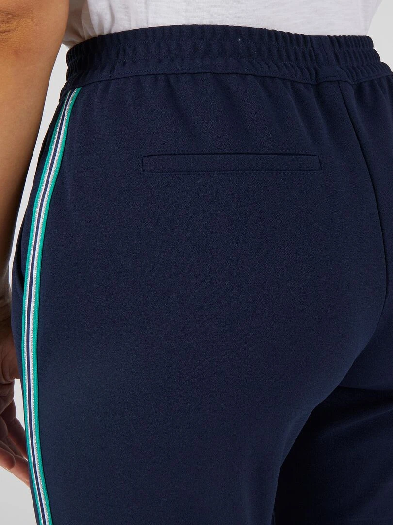 Pantalon enfilable avec bandes côtés Damart Bleu marine