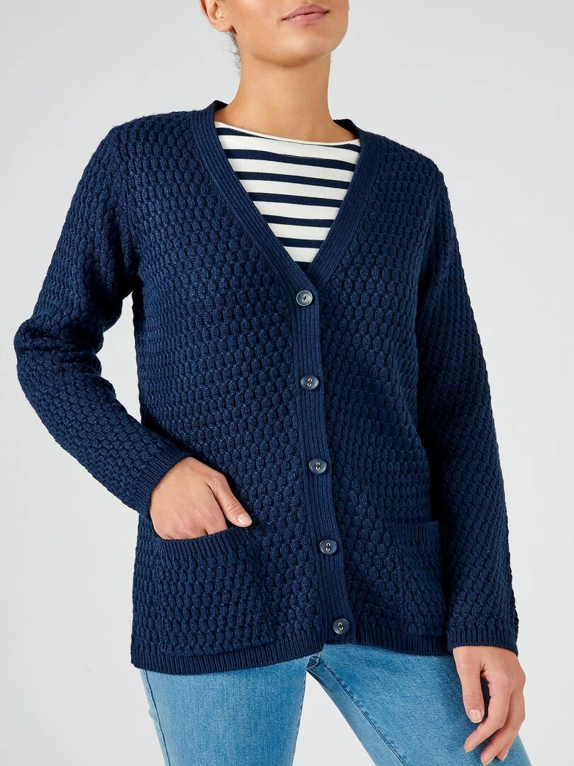 Gilet maille fantaisie   Damart   Bleu marine