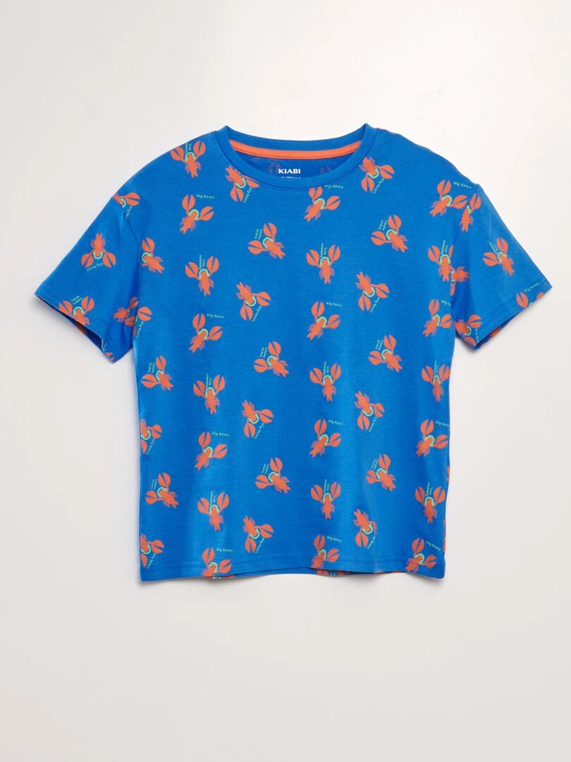 T shirt loose imprimé Bleu