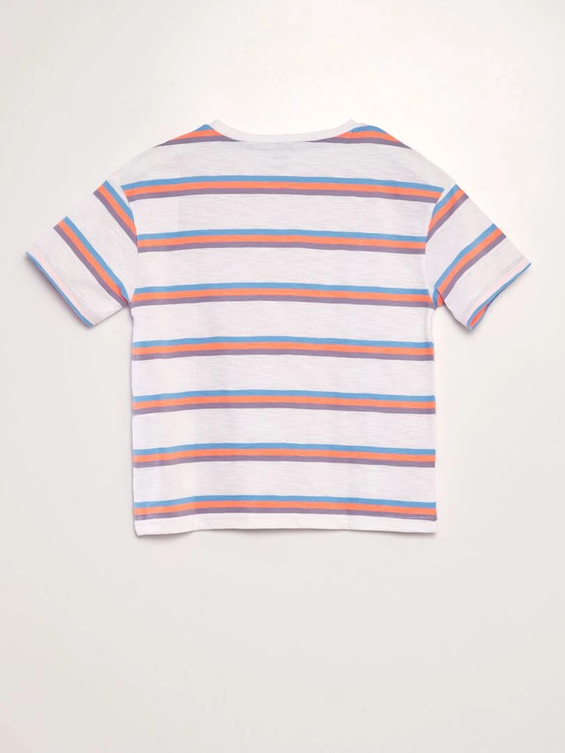 T shirt à rayures colorées Blanc fluo