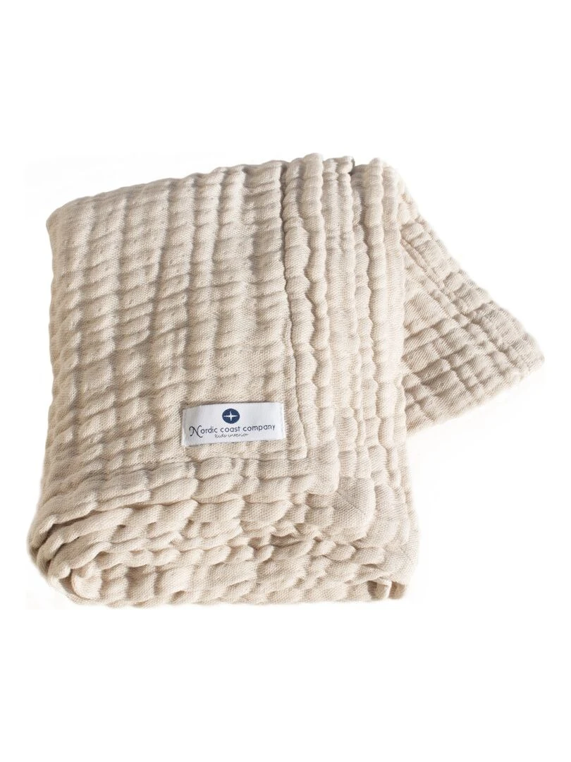 Couverture mousseline bebe en coton 80 x 80 cm Blanc cassé