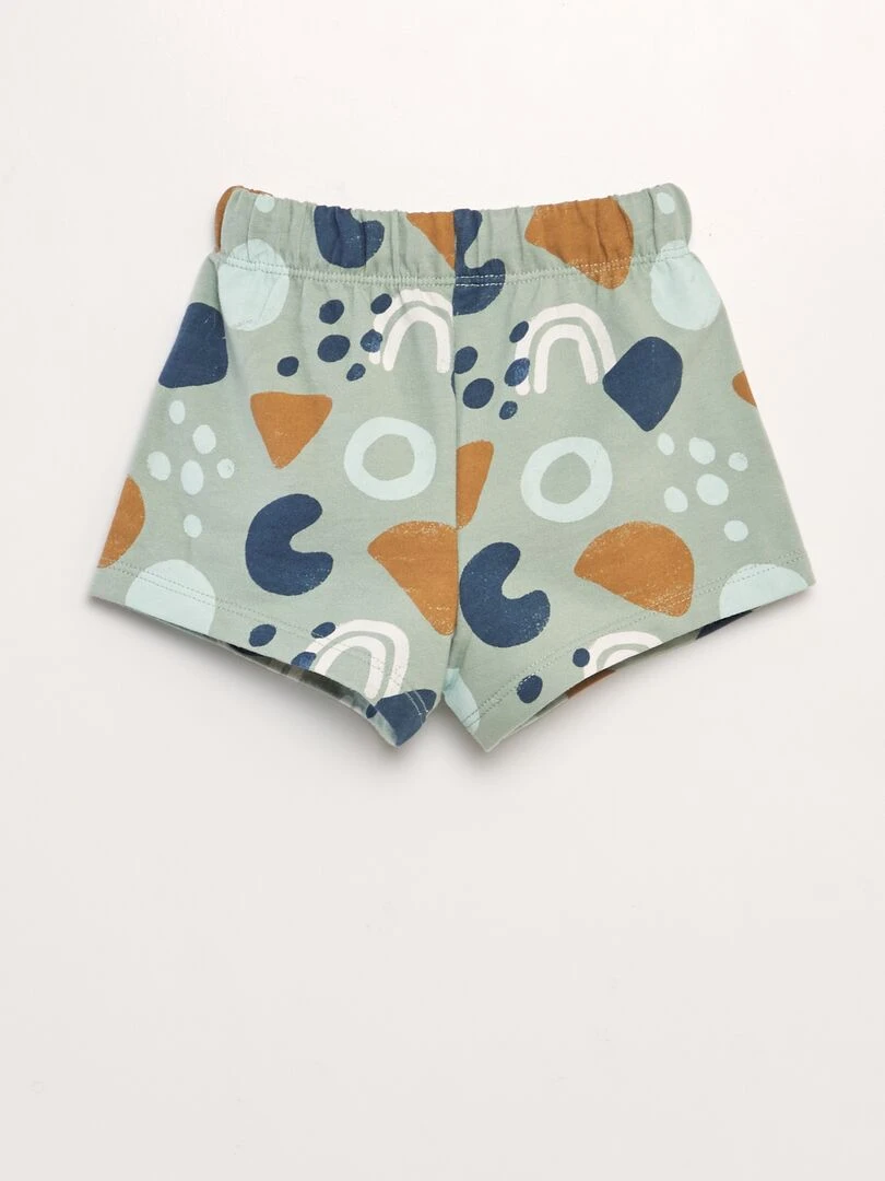 Ensemble t shirt + short en french terry   2 pièces   Bleu