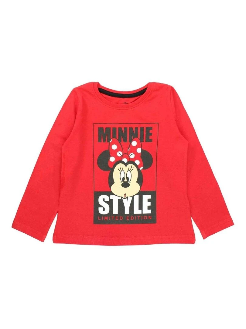 Disney T shirt fille imprimé Minnie en coton Rouge