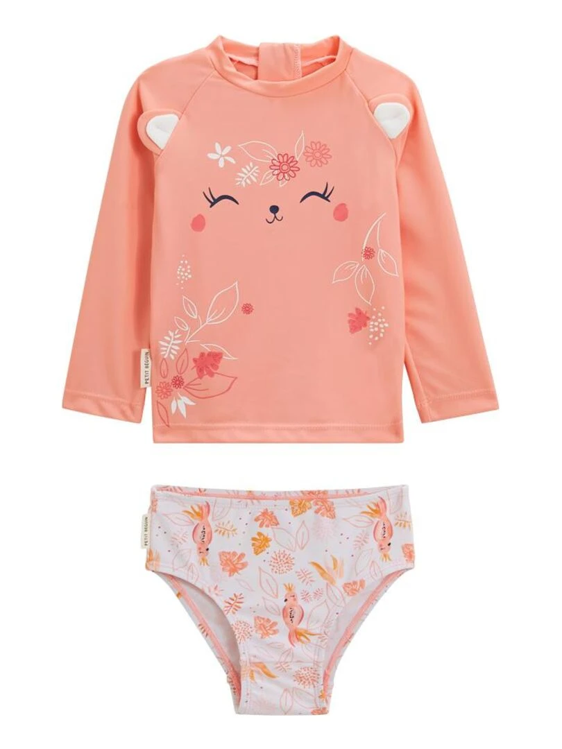 Maillot de bain bébé 2 pièces t shirt de protection UV & culotte Sumba Orange