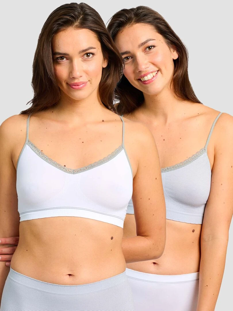Lot de 2 brassières 'Billet Doux' gris/blanc