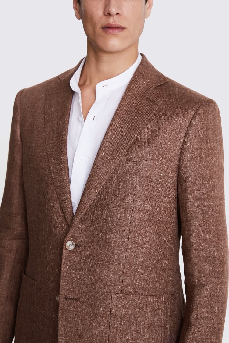 Slim Fit Oatmeal Linen Jacket   Buy Online at Moss