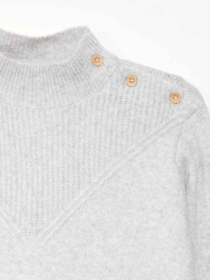 Robe pull en maille col montant Gris
