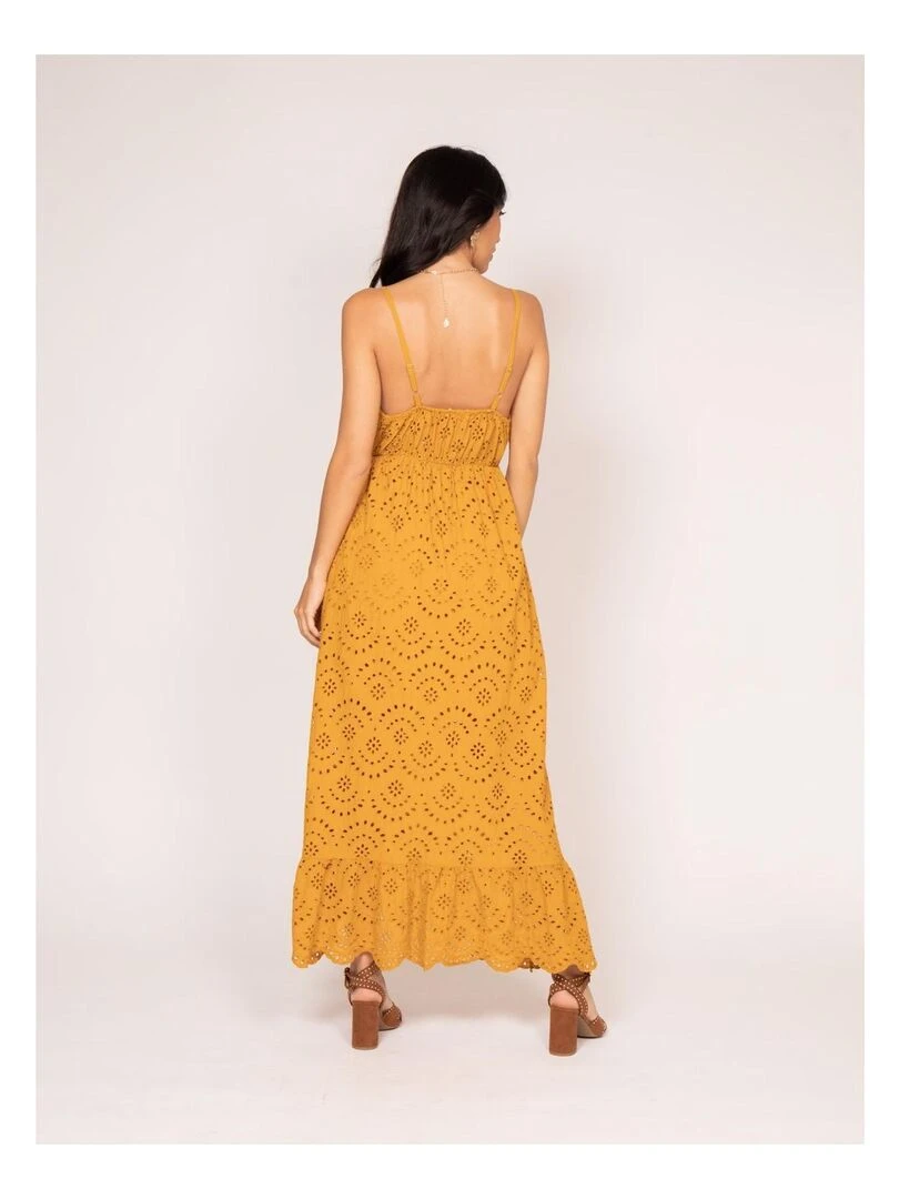 Robe longue broderie anglaise ISERE Moutarde