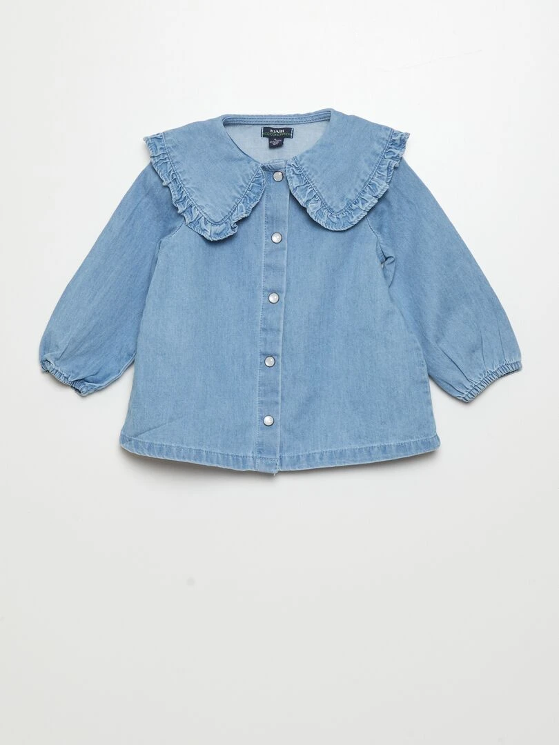 Chemise en denim col volanté Bleu