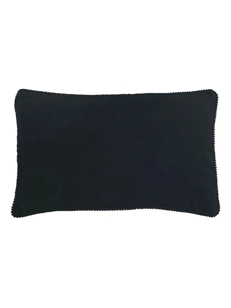 Coussin en velours avec contour perlé 'Deko&co' Noir