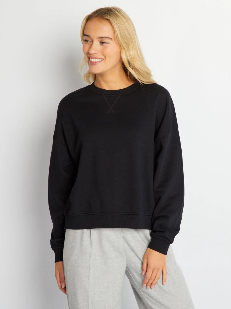 Sweat en molleton uni noir