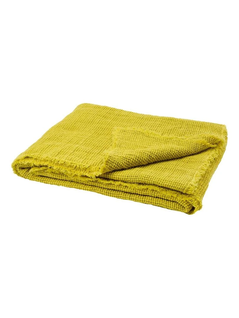 Plaid authentique en 100% lin Jaune