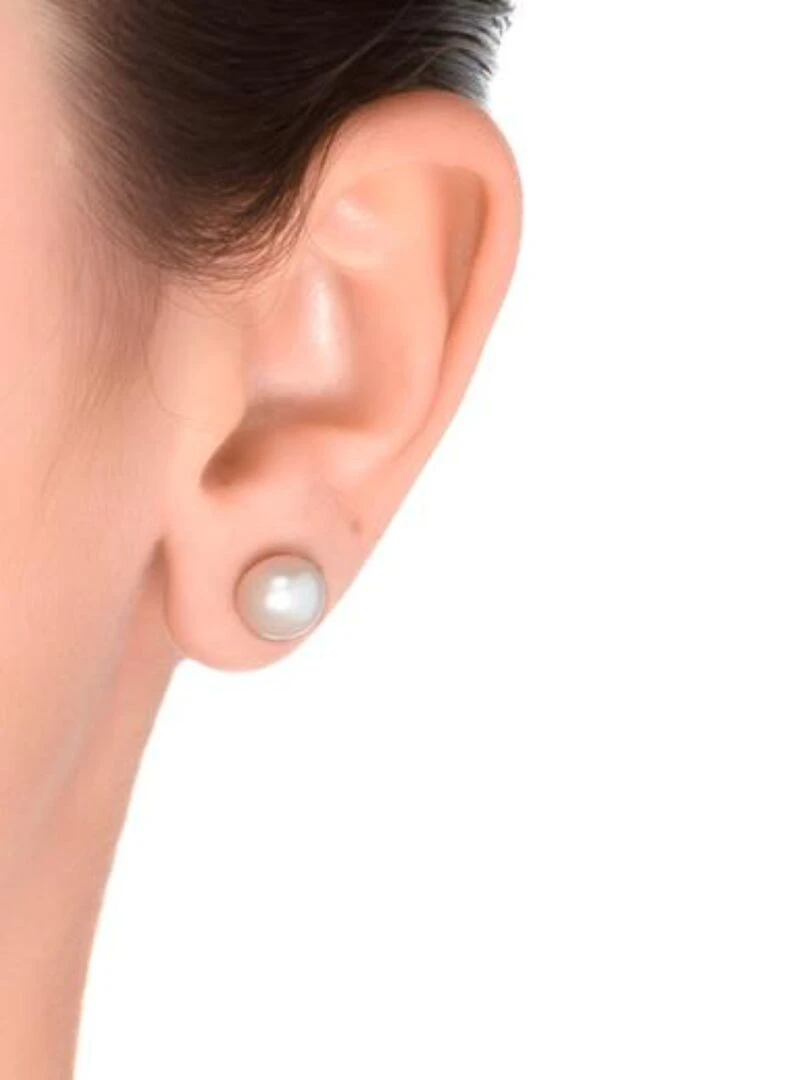 Boucles d'oreilles  essentielles en argent 925 et perle blanche avec finition rhodiée   Argent