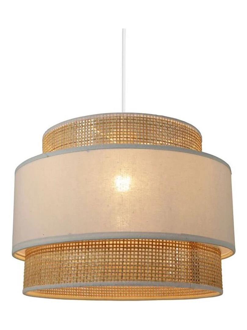 Suspension ronde 3 abat jours rotin blanc D40   Blanc