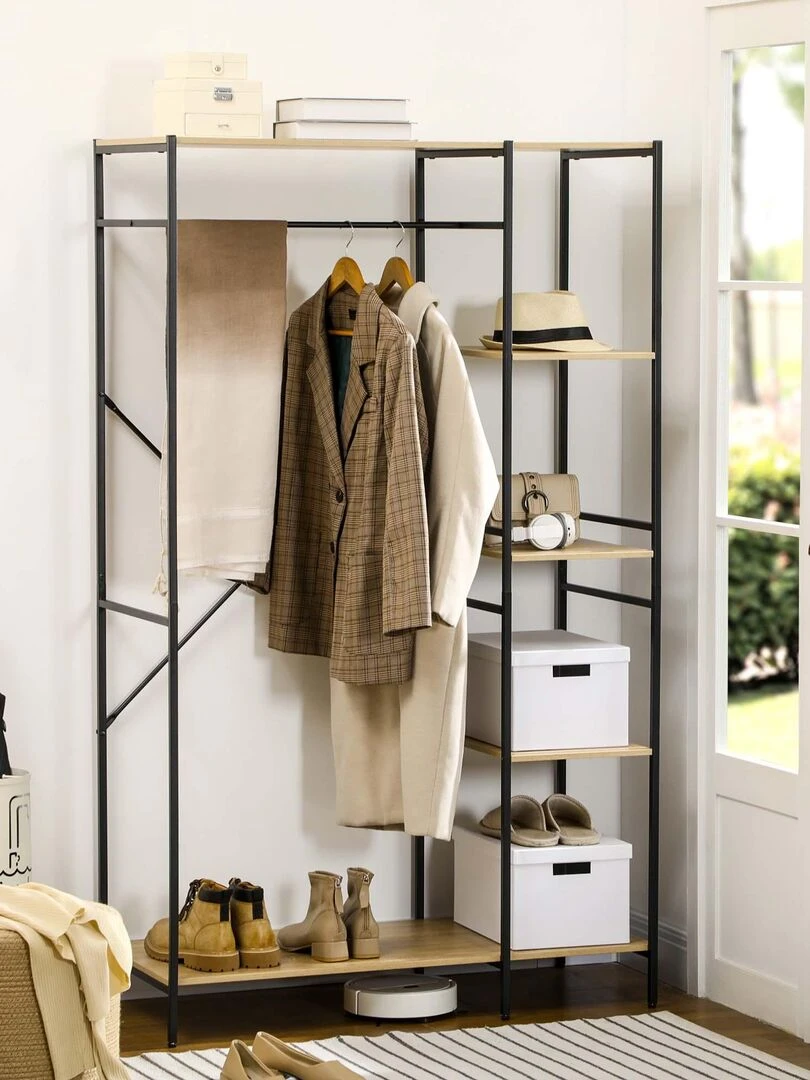 Penderie portant à vêtements style industriel Beige