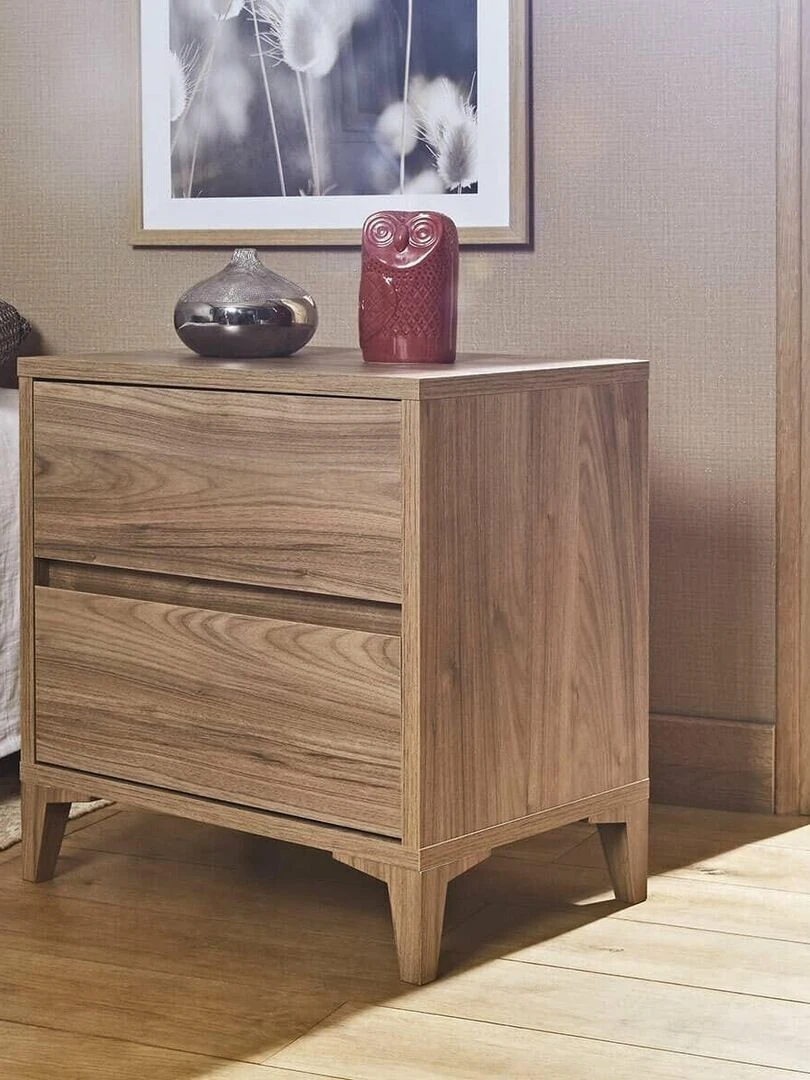Chevet 2 tiroirs Kira   AKITEN RETAIL   Marron foncé