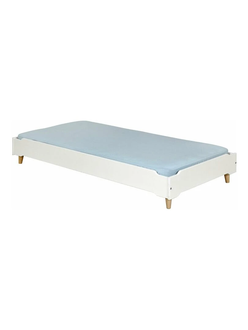 Lit empilable avec pieds et matelas Jelly AKITEN RETAIL Blanc Blanc