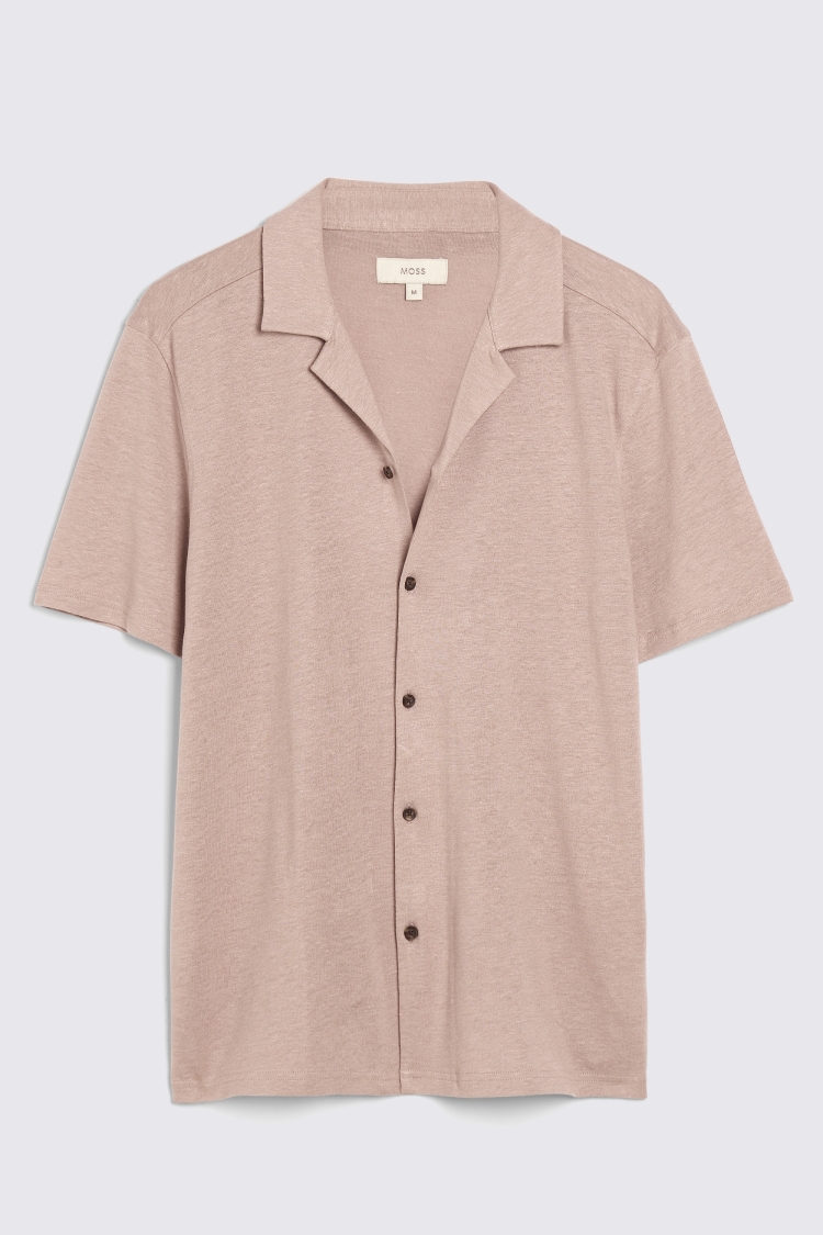 Pink Linen Blend Knitted Cuban Collar Shirt   Buy Online at Moss