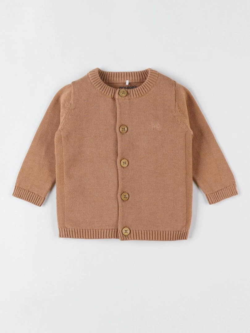 Cardigan en tricot bio fin caramel Noukie's Marron