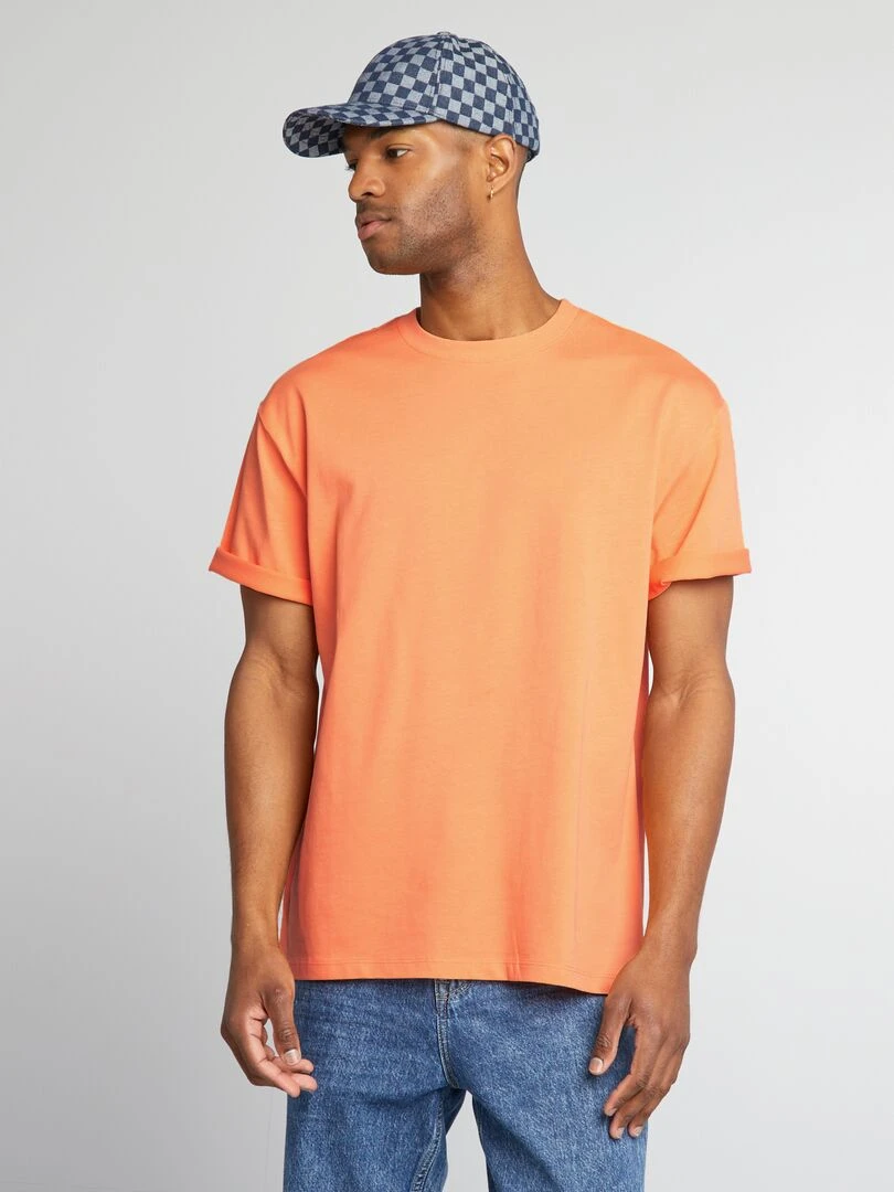T shirt en coton uni   Orange