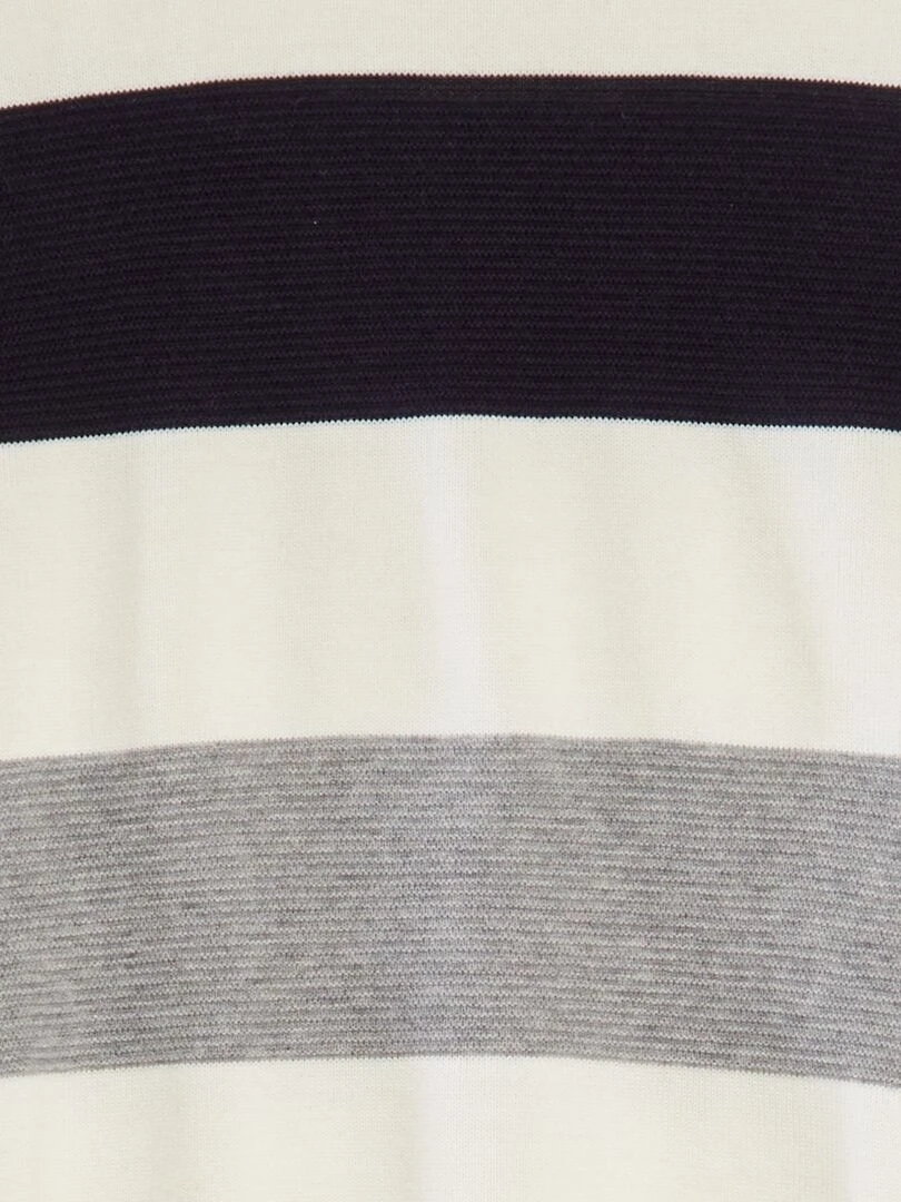 Pull en maille fine jauge   Bleu marine/blanc/gris