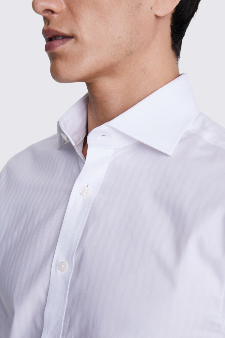 Tailored Fit White Self Stripe Shirt Buy Online at Moss
