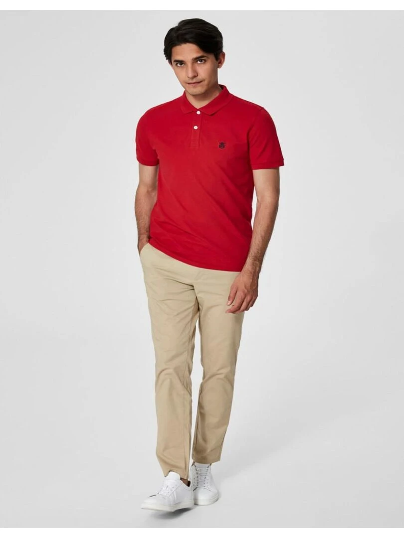 Polo manches courtes Selected Rouge