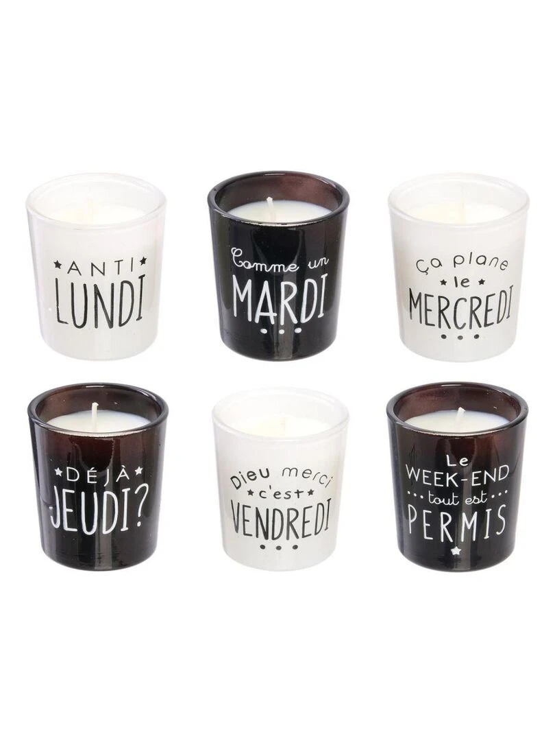 Coffret cadeau 6 bougies parfumées Belle semaine   Blanc Noir