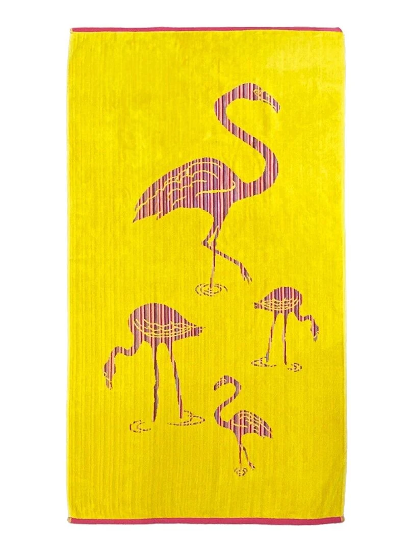 Serviette de plage éponge velours Jacquard Rialto75x150 Jaune