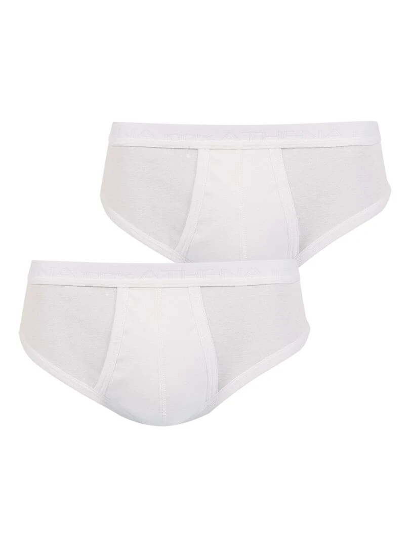 Lot de 2 slips taille haute ouverts homme Coton Bio Blanc