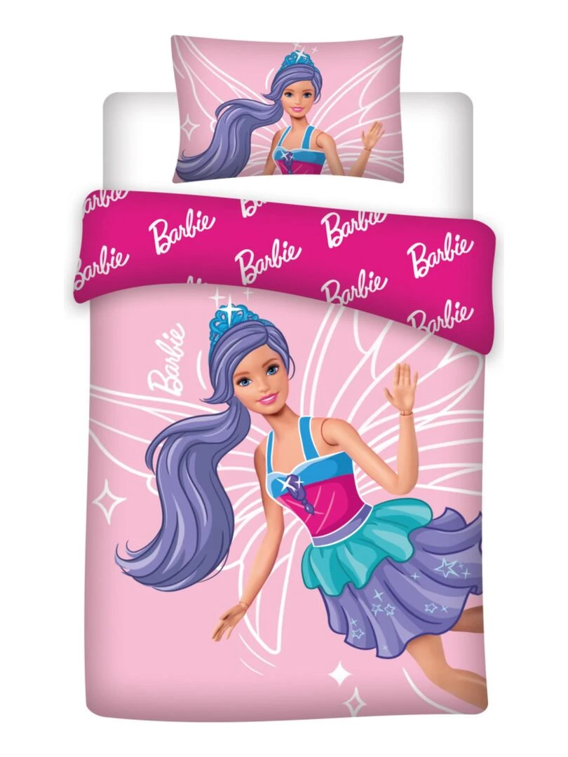Parure de Lit Bébé Coton Réversible Barbie Pink Rose