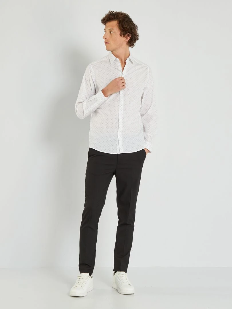 Chemise fantaisie à coupe droite Blanc