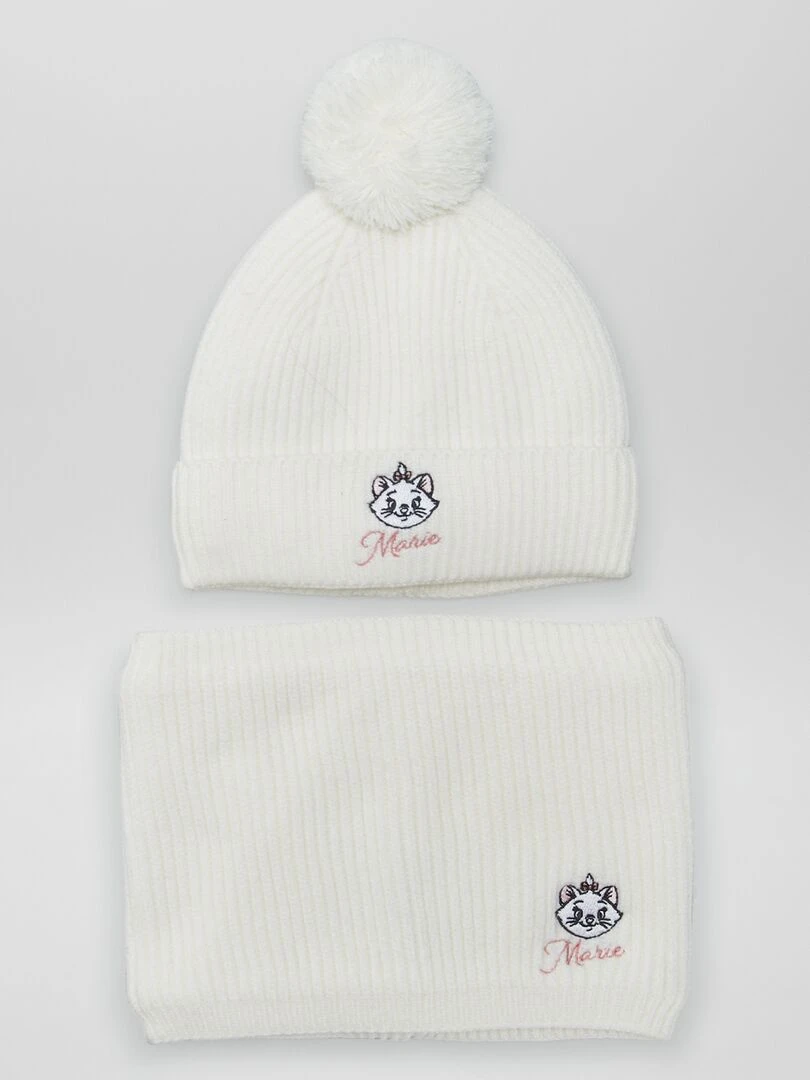 Bonnet + snoord 'Marie' des 'Aristochats' Blanc