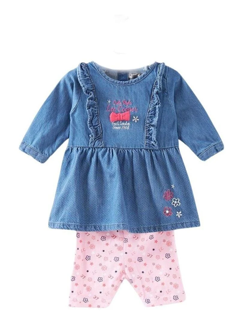 Lee Cooper Ensemble Tunique legging bébé fille Imprimé Logo Bleu clair