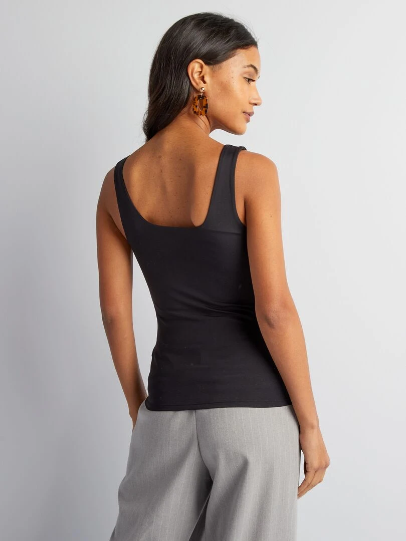 T shirt stretch à col carré   noir