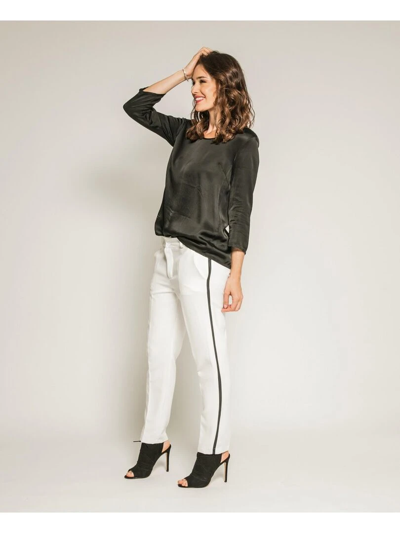 Blouse soyeuse manches 3/4 OLGA   Noir