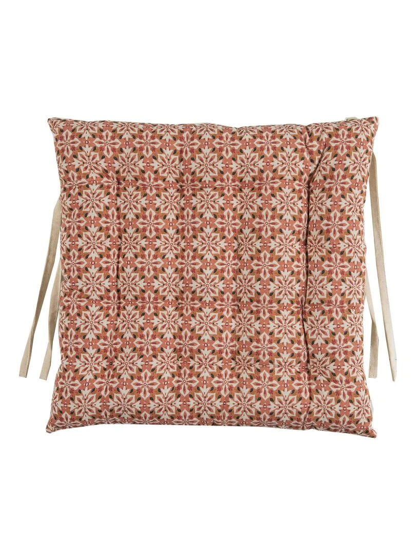 Galette de chaise en coton SOUK 'Deko&co' Blanc Rouge