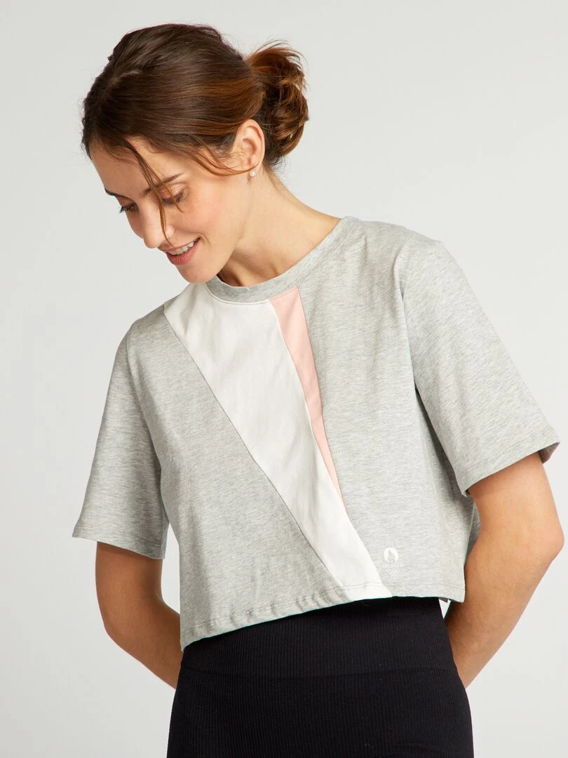 Tee shirt cropped Paris 2024 Gris