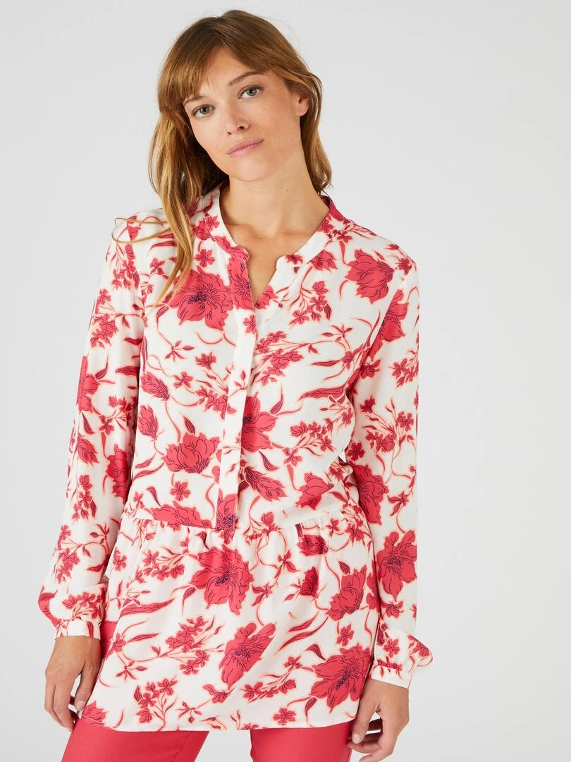 Tunique base volantée fleurie   Damart   Rose