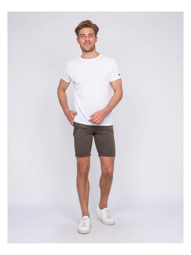 Bermuda chino slim BANIKO   Vert kaki clair