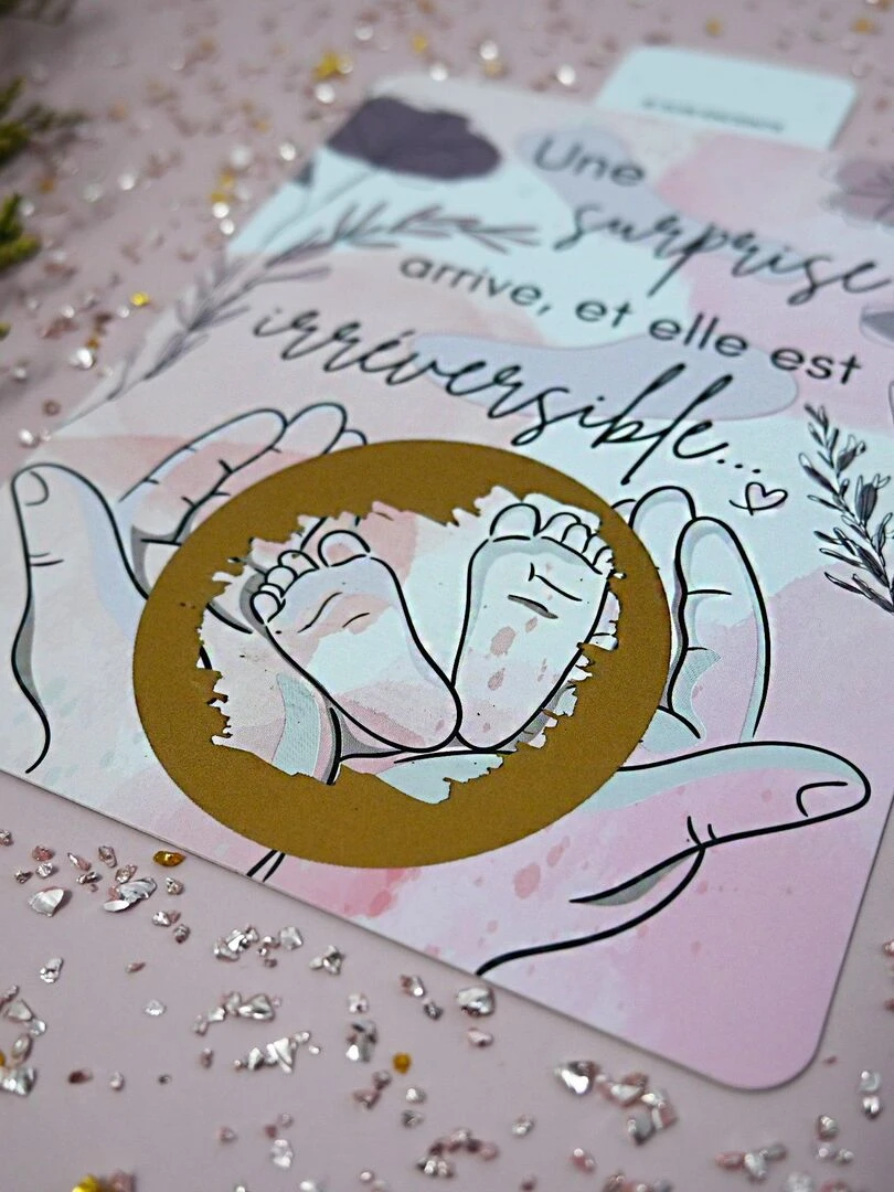 Carte à gratter   Annonce de grossesse   Blanc