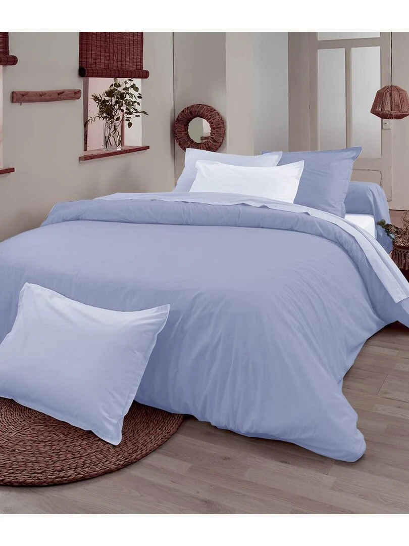 Drap plat en 100% coton biologique Bleu azur