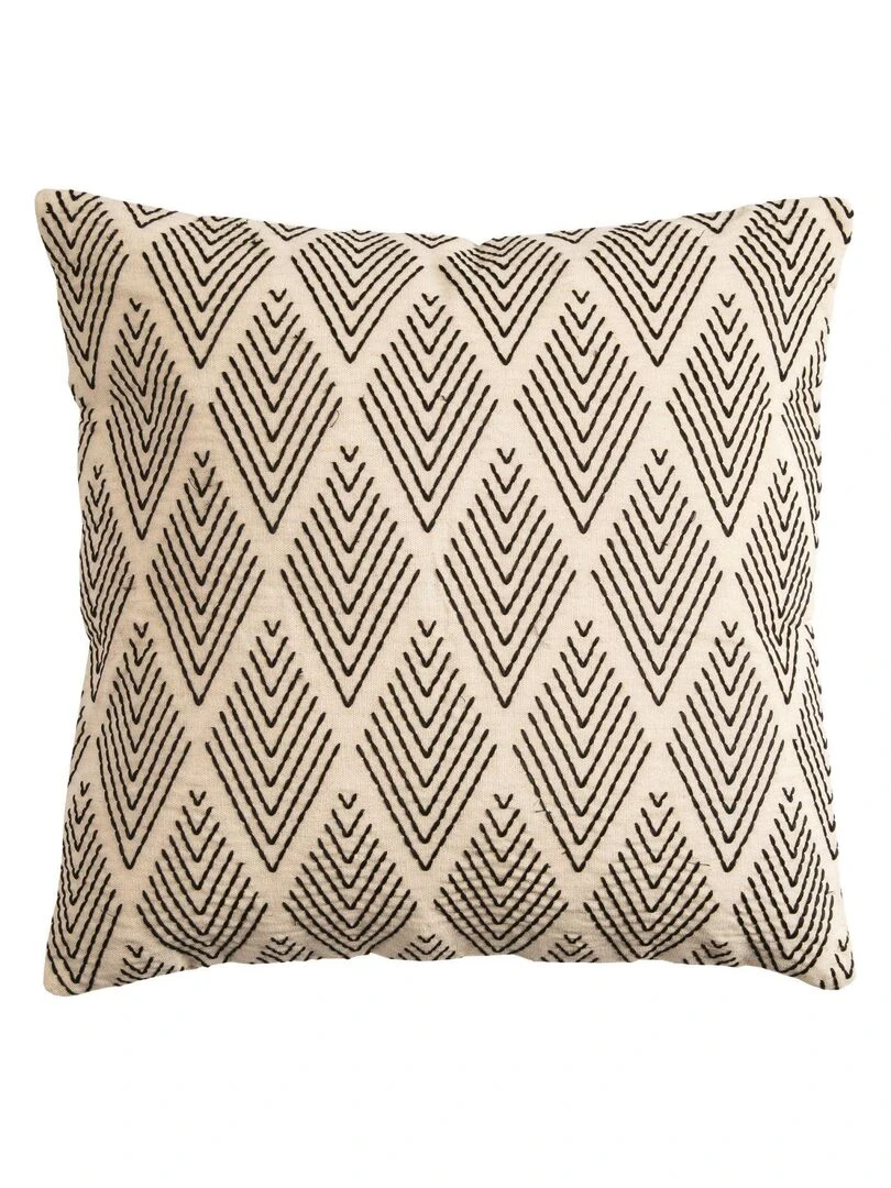 Coussin en coton RAOUL brodé 'Deko&co' Beige/Noir