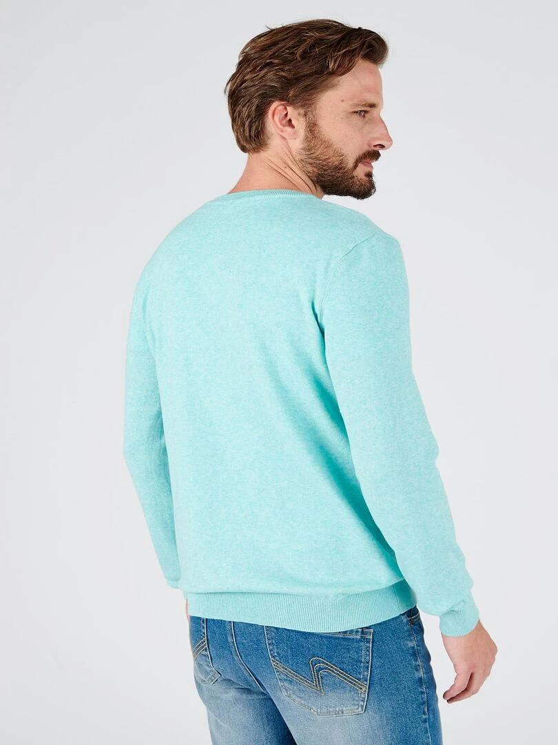 Pull maille coton mélangé   Damart   Vert d'eau