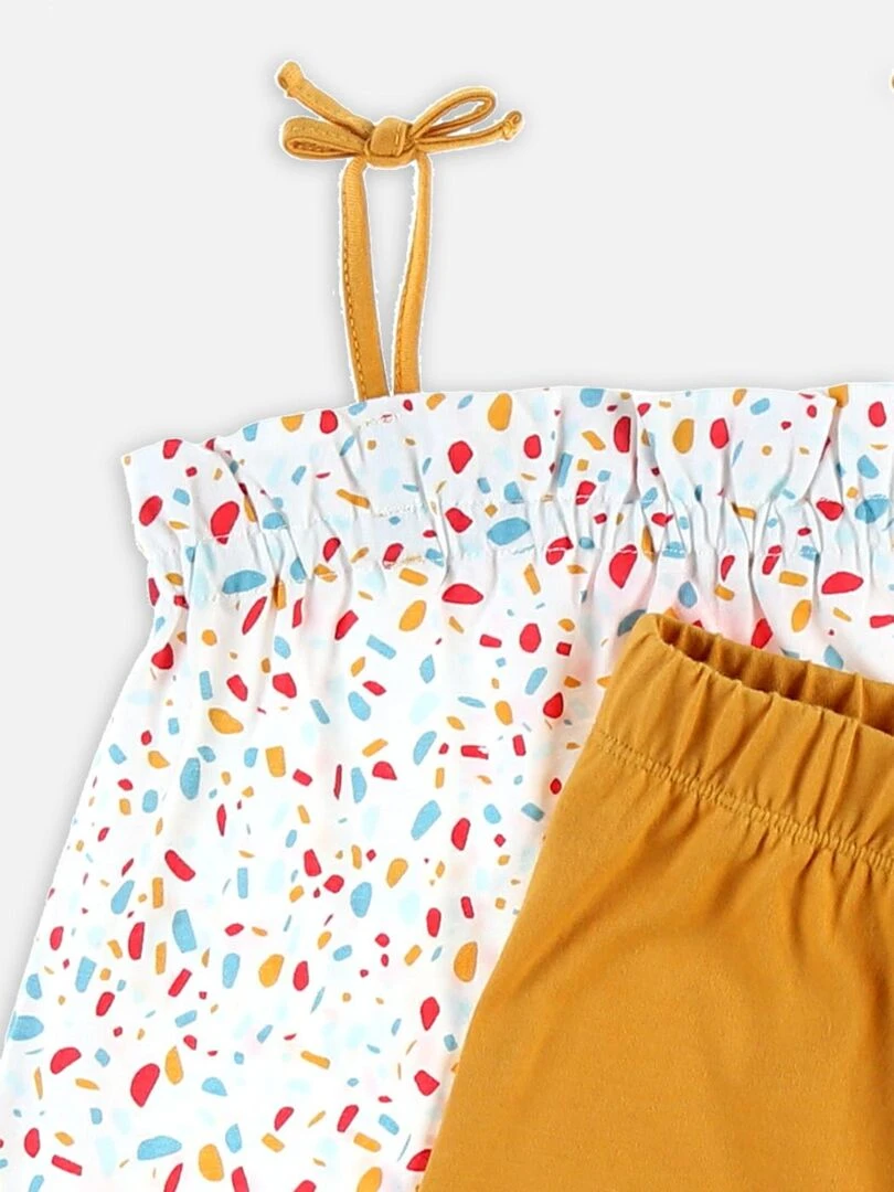 Pyjama 2 pièces court en jersey  jaune/écru   Noukie's   Blanc