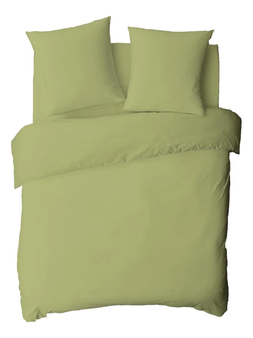 Future Home Housse de couette en coton 57 fils unie Vert