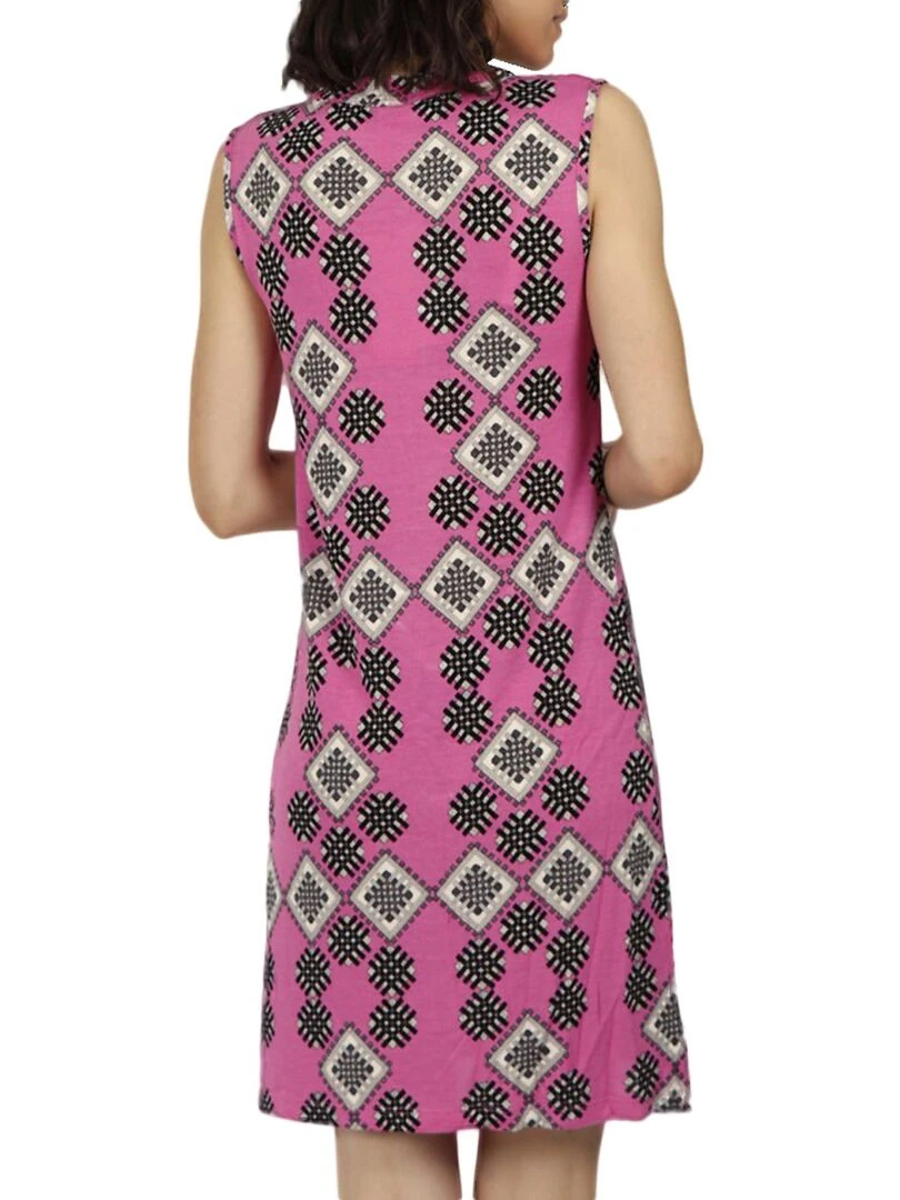 Robe estivale sans manches Art Deco fuchsia Rose fushia