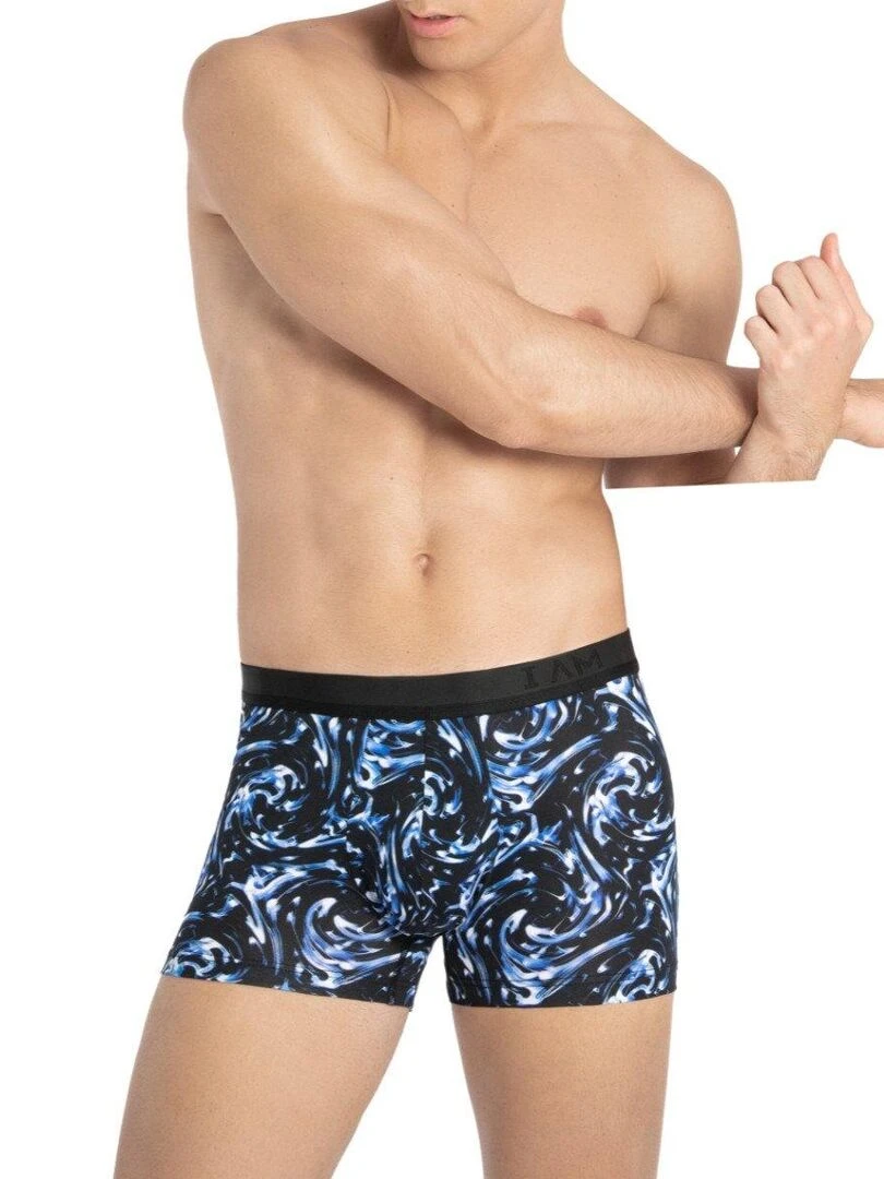 Boxer homme à imprimé abstrait et en lyocell Kou   Noir